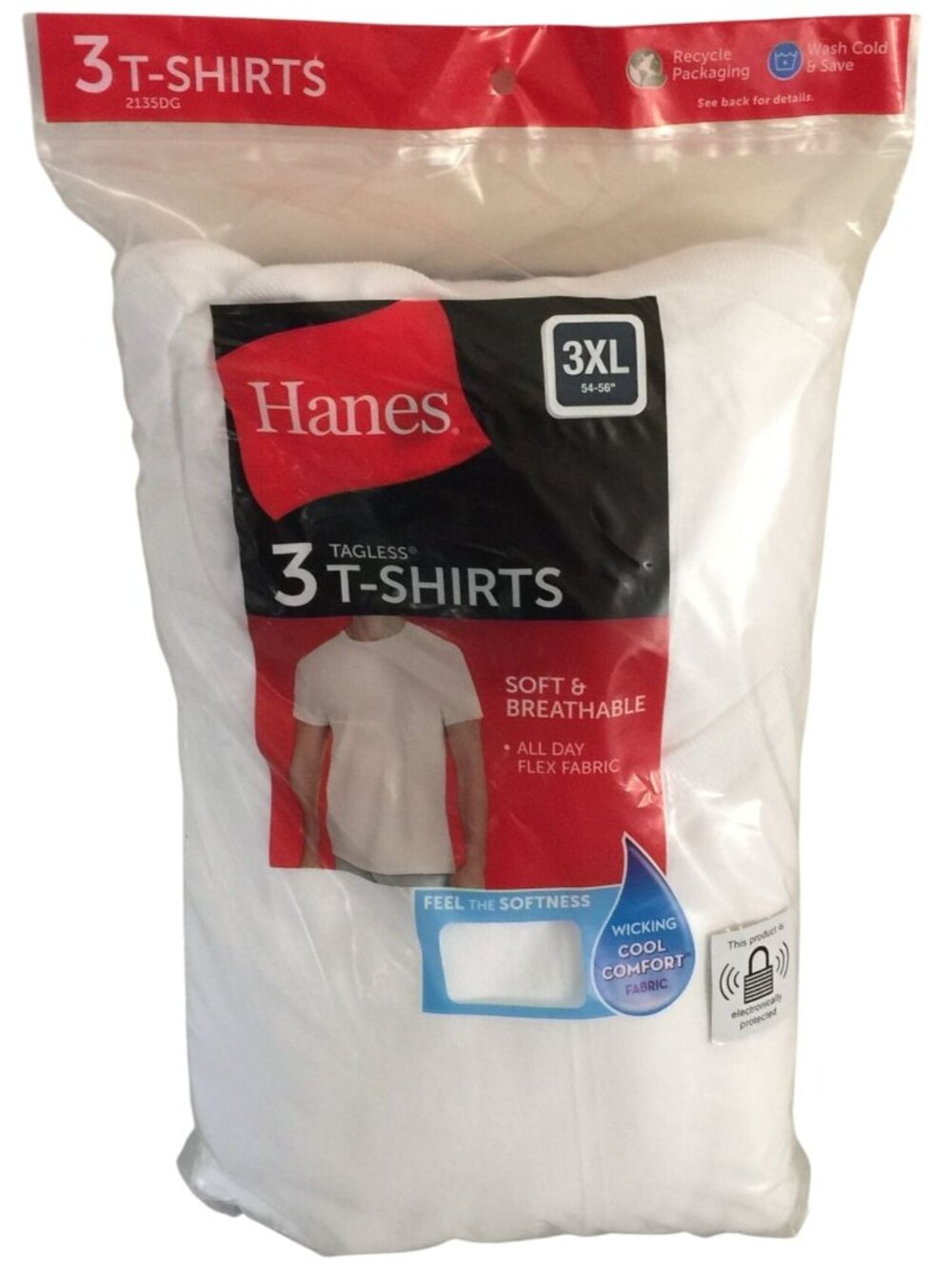 Hanes Men's Tagless 3XL 54-56" White Crew Neck T-Shirts Set of 3